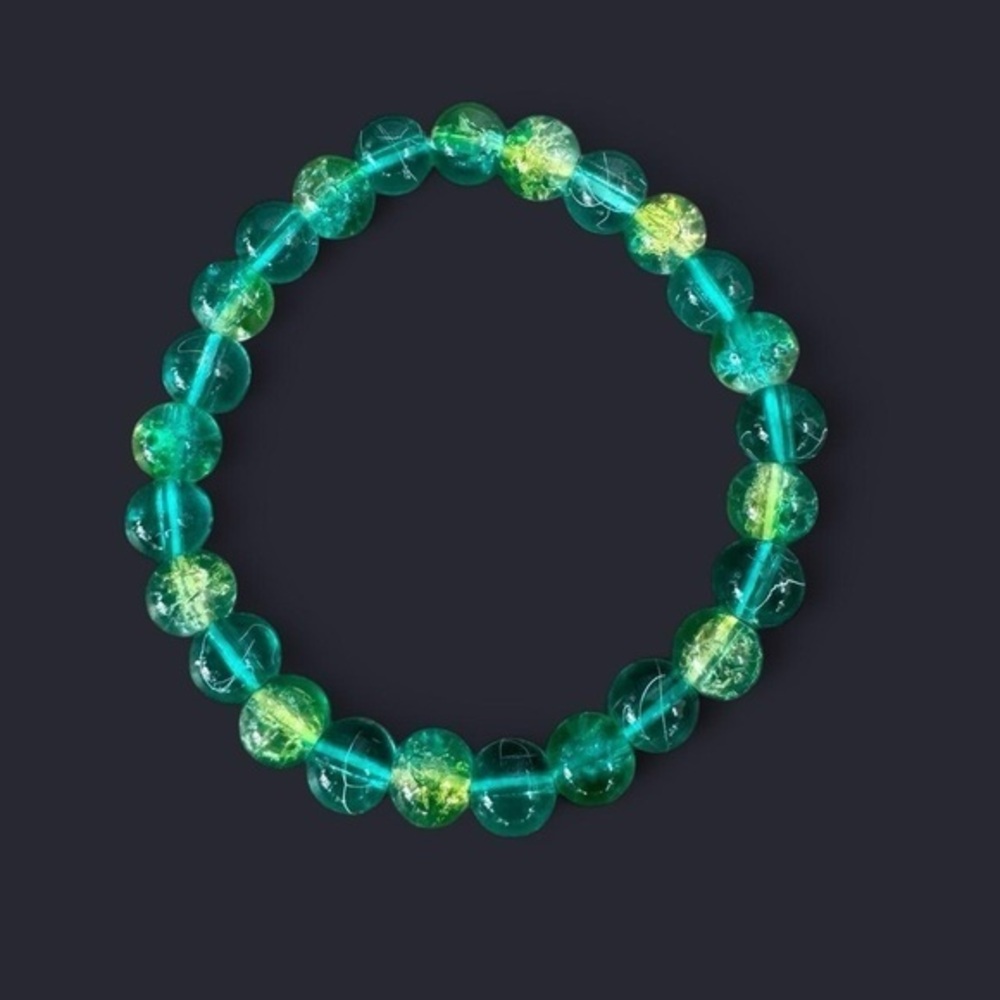 Lime Teal Glass Bead Bracelet